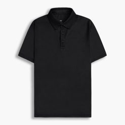 Áo thun polo nam trơn cổ bẻ basic màu đen
