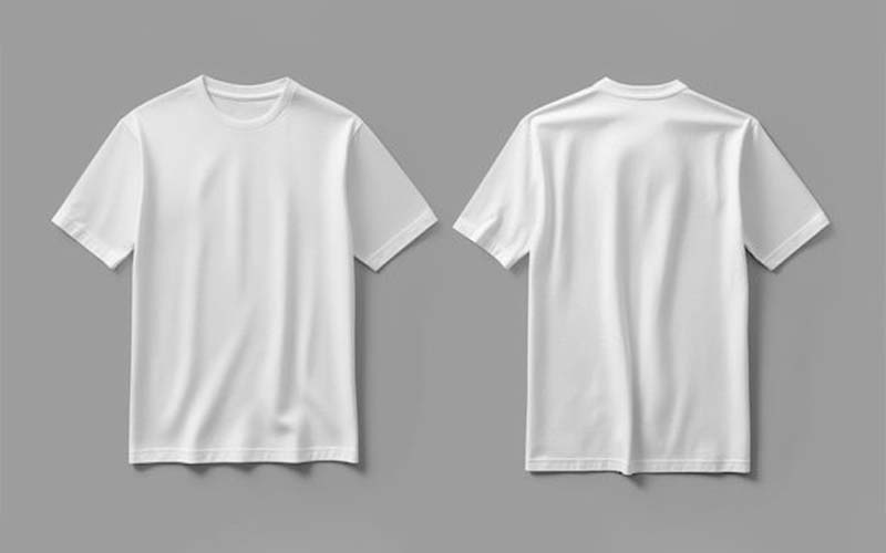 Mặt trước và sau áo thun trơn trắng nam