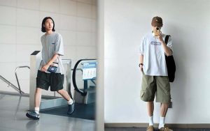 Phối áo thun với quần short nam theo phong cách tối giản